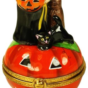 Halloween Witch on Pumpkin Limoges Box (Beauchamp)
